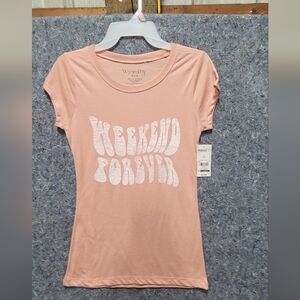 Wound Up "Weekend Forever" Pink Graphic Tee Size Small (3-5)